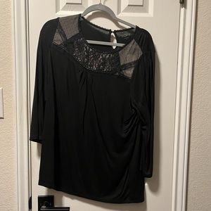 Ann Taylor Loft Black Lace Long Sleeved Top